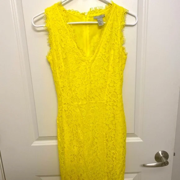 neon yellow dress h&m H&M bright yellow lace dress